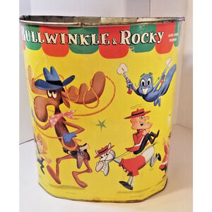Rocky & Bullwinkle Lithograph Trash Can 1961 Natasha/Boris/Dudley Doright Plus